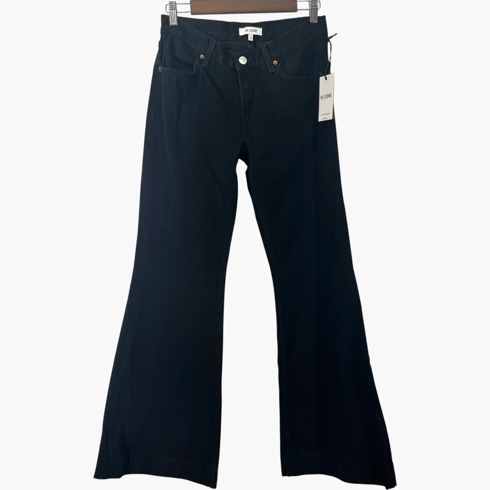 Re/Done Black 70s Low Rise Bell‎ Bottoms Jeans Size 26 - Picture 2 of 8